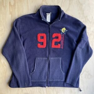 Vintage 2000s Looney Tunes Tweety Jacket Mens XL Blue Fleece Full Zip Varsity 92